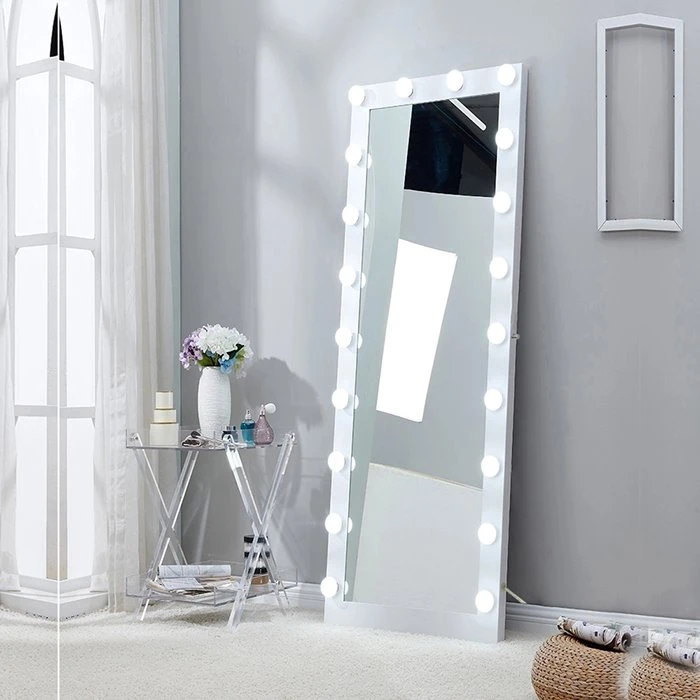 Floor Hollywood Mirror with Light Bulbs