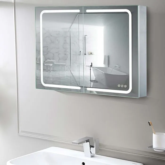 स्मार्ट टच एलईडी बाथरूम मिरर कैबिनेट